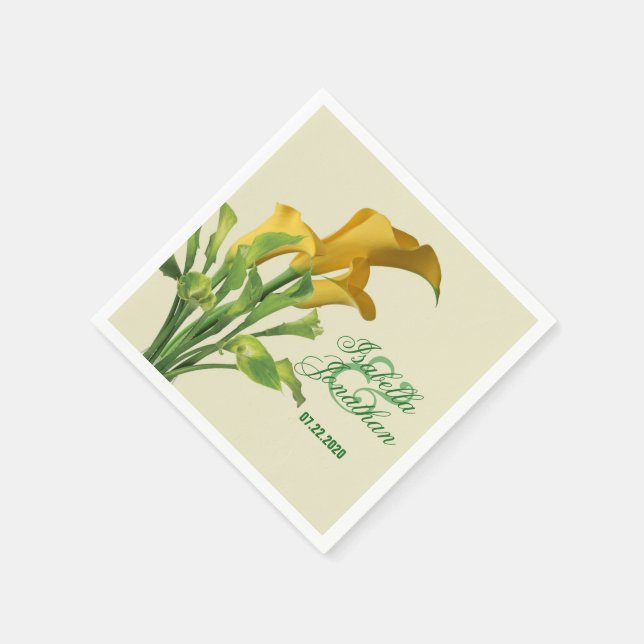 Charming Calla Lily Wedding Paper Napkins Serviette (Ecke)