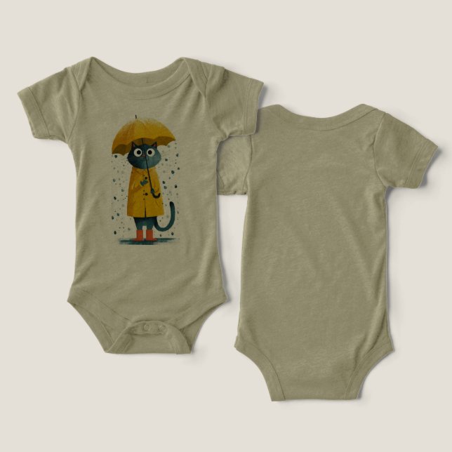 Charming Cartoon Cat Raincoat Bodysuit (Design Vorderseite & Rückseite)