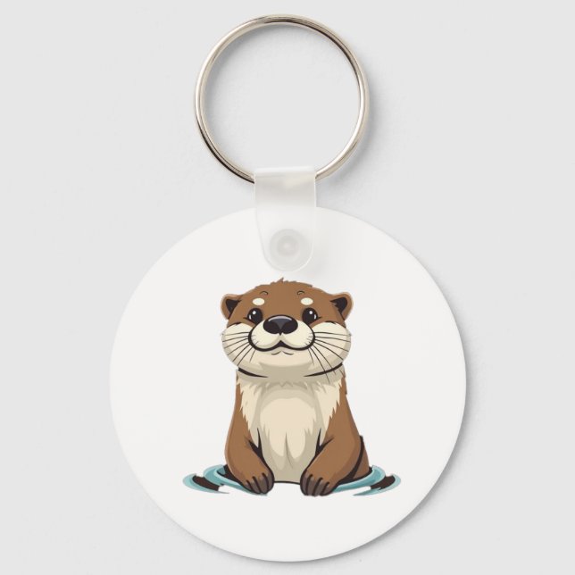 Charming Cartoon Otter Schlüsselanhänger (Vorderseite)