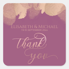 Charming Cassis Rose Gold Aquarellkalligrafie Quadratischer Aufkleber