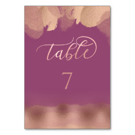 Charming Cassis Rose Gold Aquarellkalligrafie Tischnummer
