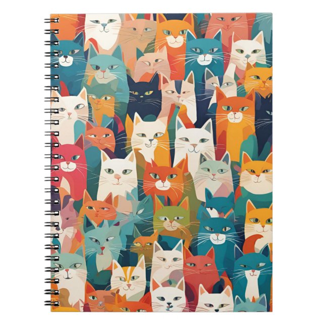 Charming Cat Collage Notebook - Lebhaftes Design Notizblock (Vorderseite)