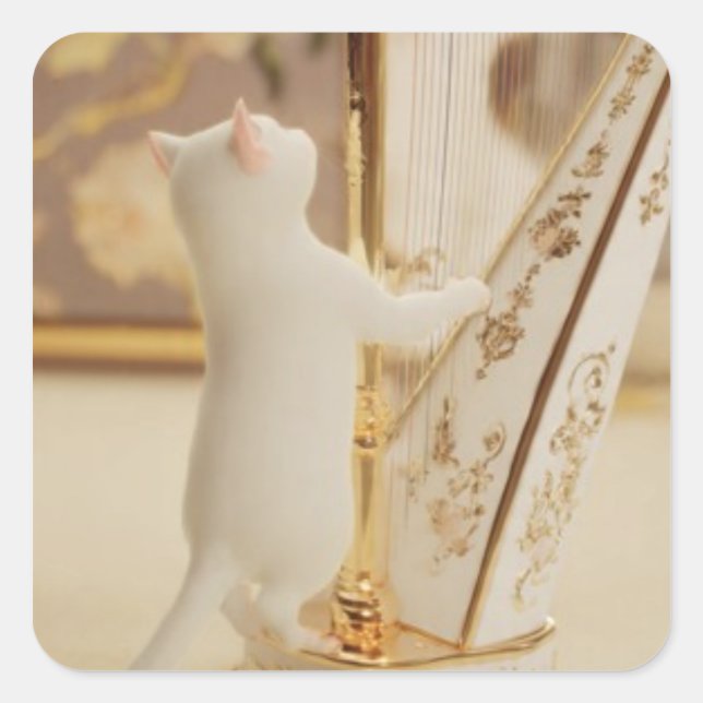 Charming Cat Harpist – Sticker (Vorderseite)
