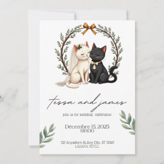 Charming Cat Paar Wedding Einladung
