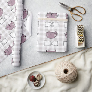 Charming Cat Purrfect Gingham Geschenkpapier