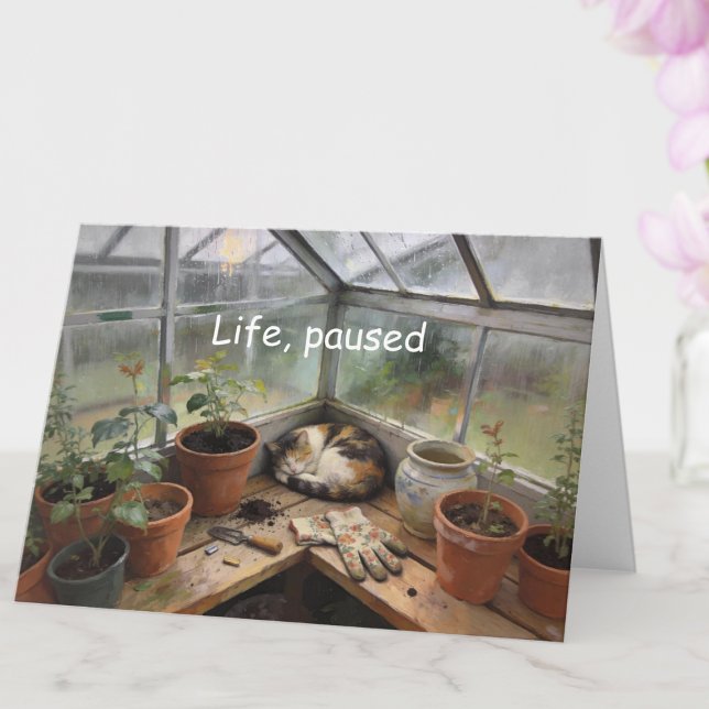 Charming Catnap in Greenhouse Encouragement Card Karte (Catnap Encouragement All-Occasion Custom Card)