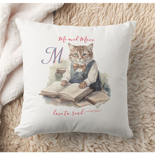 Charming Cats Mama Monogramm Liebe zum Lesen Kissen (Von Creator hochgeladen)