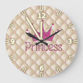 Charming Chic Pearls, Tiara, Prinzessin, Glitterie Große Wanduhr