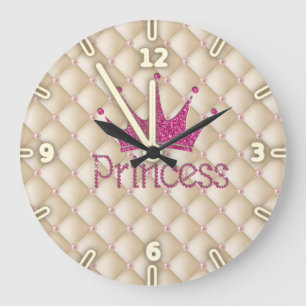 Charming Chic Pearls, Tiara, Prinzessin, Glitterie Große Wanduhr