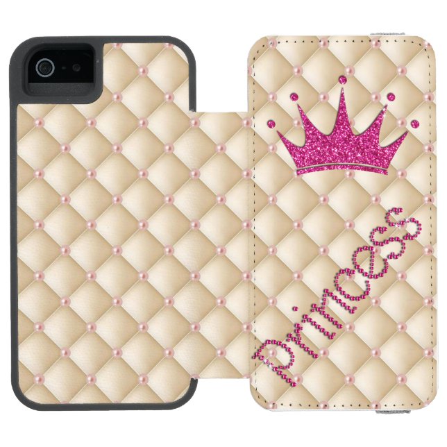Charming Chic Pearls, Tiara, Prinzessin, Glitterie Incipio iPhone Geldbeutel-Hülle (Folio Geöffnet)