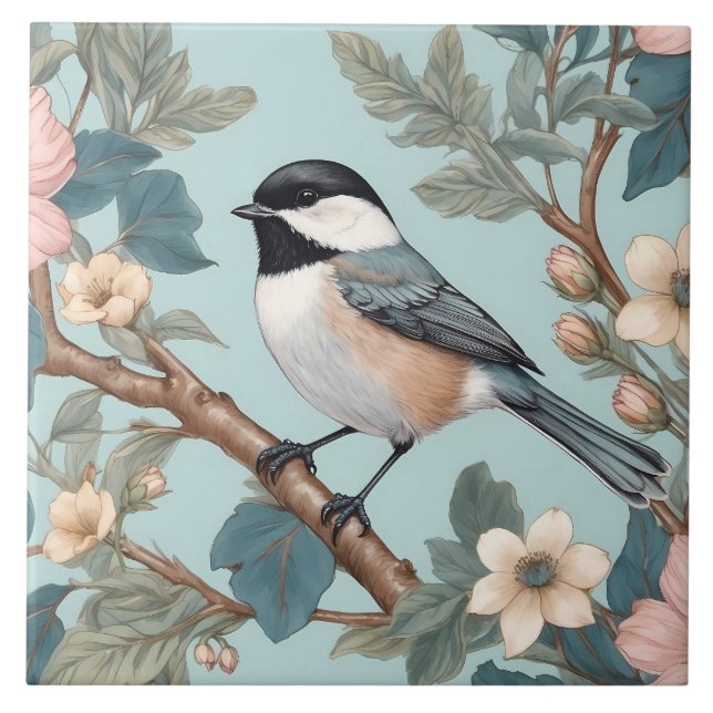 Charming Chickadee Bird Fliese (Vorderseite)
