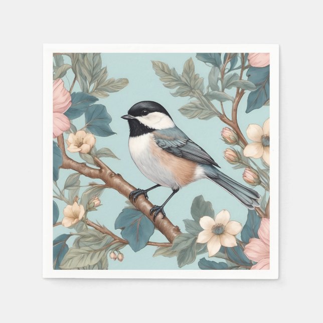 Charming Chickadee Bird Serviette (Vorderseite)