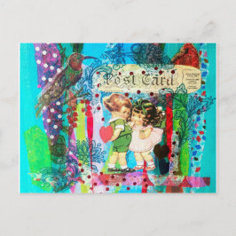 Charming Children Vintag Style Valentine's Day Postkarte
