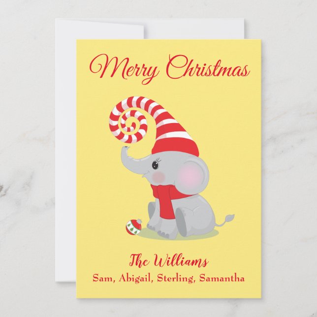 Charming Christmas Baby Elephant Feiertagskarte (Vorderseite)