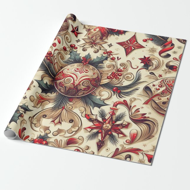 Charming Christmas Motifs Geschenkpapier (Ungerollt)