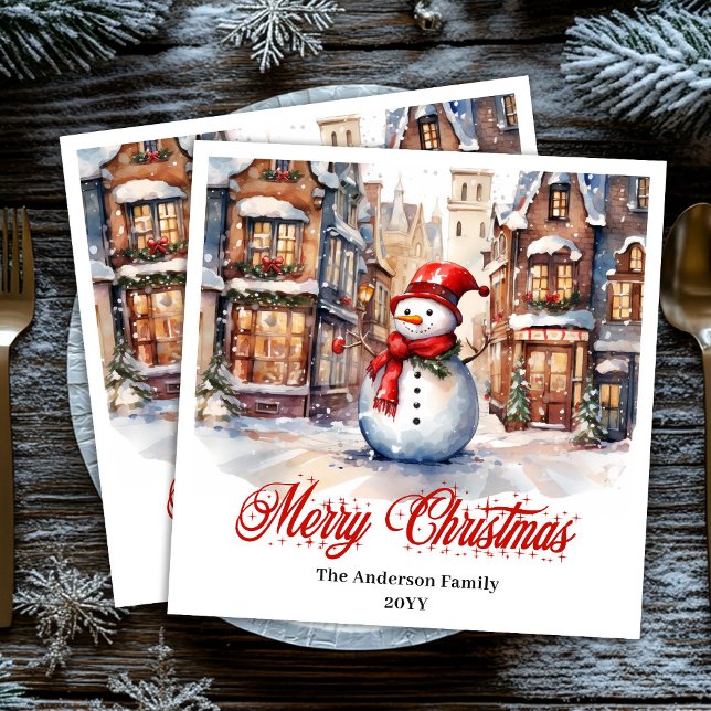 Charming Christmas scene napkins classic palette Serviette (Charming Christmas scene napkins in classic palette)