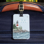 Charming Coastal Lighthouse Rocks Monogram Name Gepäckanhänger<br><div class="desc">Ein schönes Aquarellbild - Leuchtturm auf den Felsen,  blaues Wasser - und Ihre Monogramm / Initial und Name. Alle Design-Fragen oder wenn Sie möchten,  dass diese für den digitalen Download zur Verfügung stehen,  senden Sie einfach einen Chat oder eine E-Mail an charmdesignstudio@rcn.com und wir freuen uns,  Ihnen zu helfen.</div>