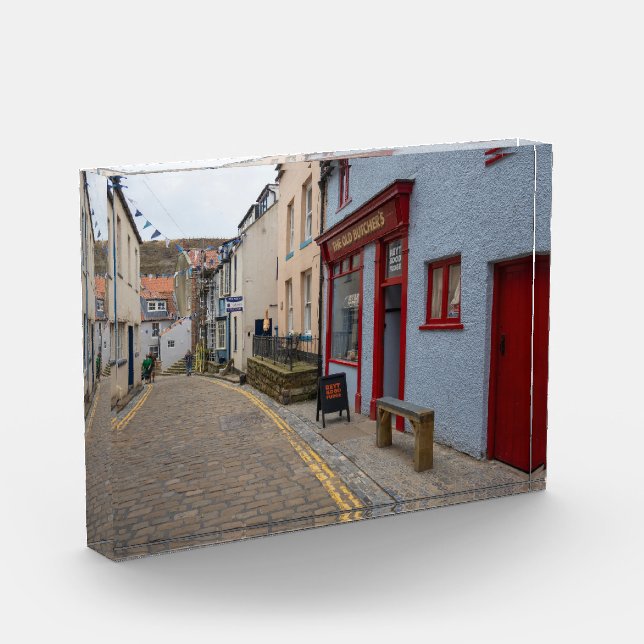Charming Cobbled Street in Staithes Village Fotoblock (Links)