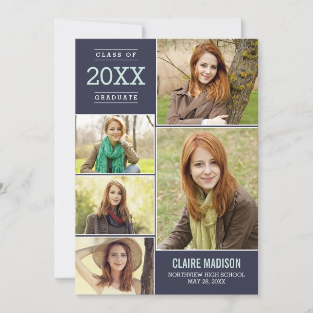 Charming Collage EDITABLE FARBEN Abschluss Einladung (Vorderseite)