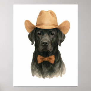 Charming Cowboy Dog in der Krawatte Hut und Bow Poster