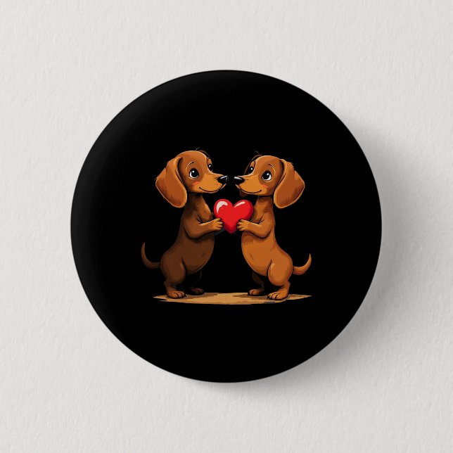 Charming Dachshund Puppy Heart For Valentine's Day Button (Vorderseite)