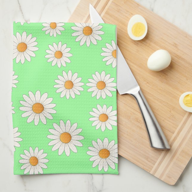 Charming Daisy Floral Kitchtuch Geschirrtuch (Viertel Falte)