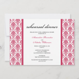 Charming Damask Probe Dinner Einladung (Fuschia)