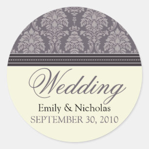 Charming Damask Wedding Invitation Siegel (Pflaume Runder Aufkleber