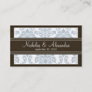 Charming Damask Wedding Web Business Card (blau) Visitenkarte