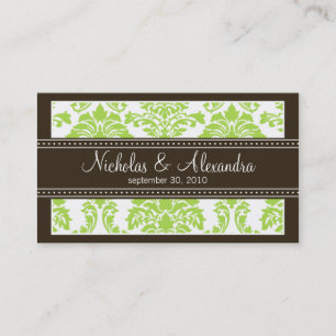 Charming Damask Wedding Web Business Card (Limon) Visitenkarte