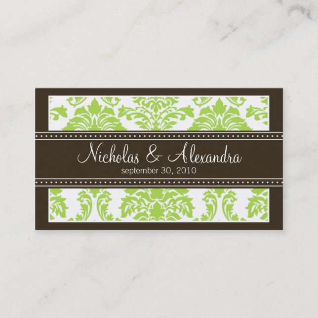 Charming Damask Wedding Web Business Card (Limon) Visitenkarte (Vorderseite)