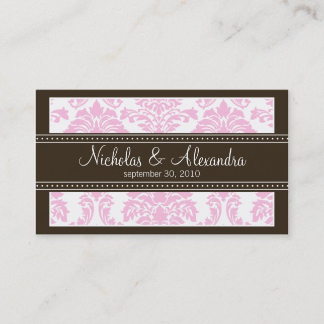 Charming Damask Wedding Web Business Card (pink) Visitenkarte (Vorderseite)