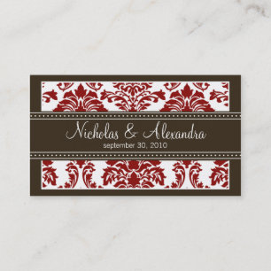 Charming Damask Wedding Web Business Card (rot) Visitenkarte
