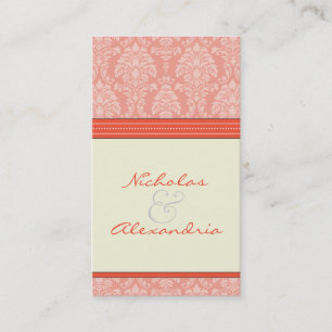 Charming Damask Wedding Web Card (Korallen/Elfenbe Visitenkarte