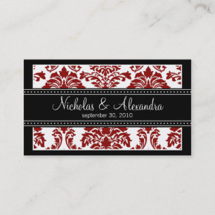Charming Damask Wedding Web Card (rot/schwarz) Visitenkarte