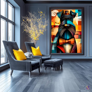 Charming Dog - Kubist Gentleman in einer Bow-Krawa Poster