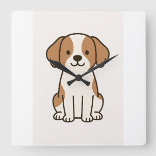 Charming Dog Wall Clock - Whimsical Timepiece for Quadratische Wanduhr