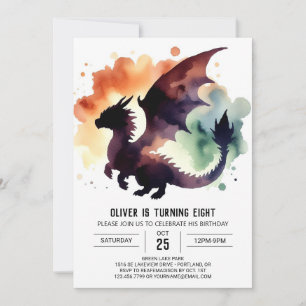 Charming Dragon Birthday Printable Einladung