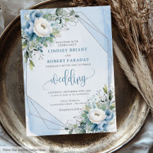 Charming Dusty Blue White Silver Blume Hochzeit