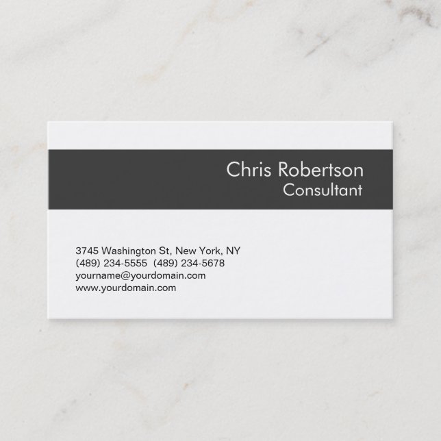 Charming Einfache White Gray Strip Visitenkarte (Vorderseite)