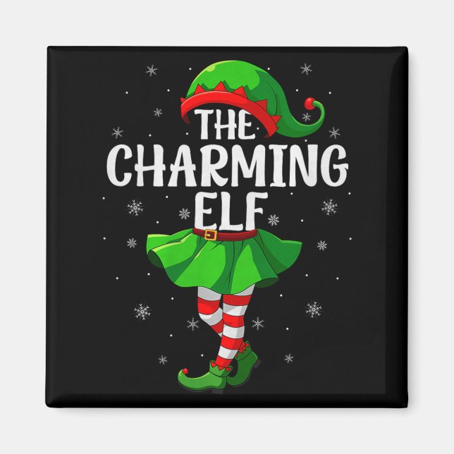 Charming Elf Christmas Girls Women Elf Squad Xmas  Magnet (Vorne)