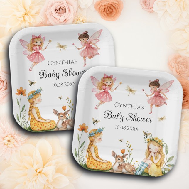 Charming Fairies Woodland Animals Baby Dusche Pappteller (Von Creator hochgeladen)
