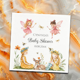 Charming Fairies Woodland Animals Baby Dusche Serviette