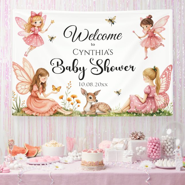 Charming Fairies Woodland Deer Baby Dusche Willkom Banner (Party)