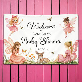 Charming Fairies Woodland Deer Baby Dusche Willkom Banner
