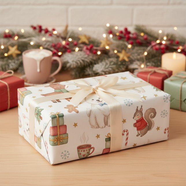 Charming Festive Friends Christmas Gift Wrap Geschenkpapier (Unique Holiday Style)