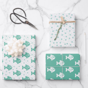 Charming Fish Wrapping Paper Set 3 Geschenkpapier Set