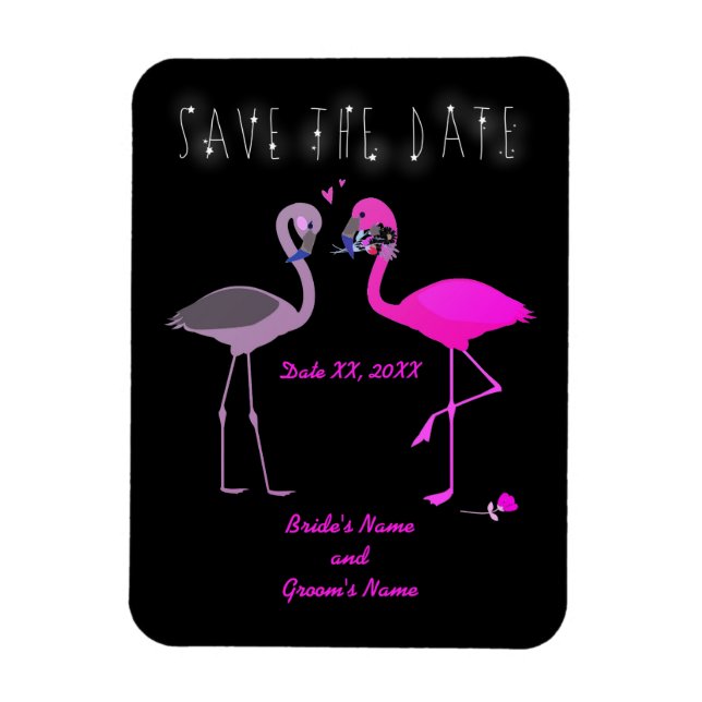 Charming Flamingo Couple Save the Date Wedding Magnet (Vertikal)