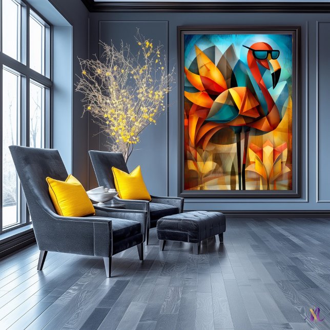 Charming Flamingo - Kubist Cool in Shades Poster (Von Creator hochgeladen)