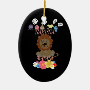 Charming "Flora and Fauna Hakuna Matata" Baby Lion Keramik Ornament